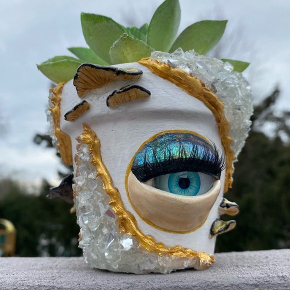 Wandering Eye Designs Other - Handmade Flower Pot 👁️ 🌺 💎 HOST PICK 💎🤍one of a kind ✨✨✨